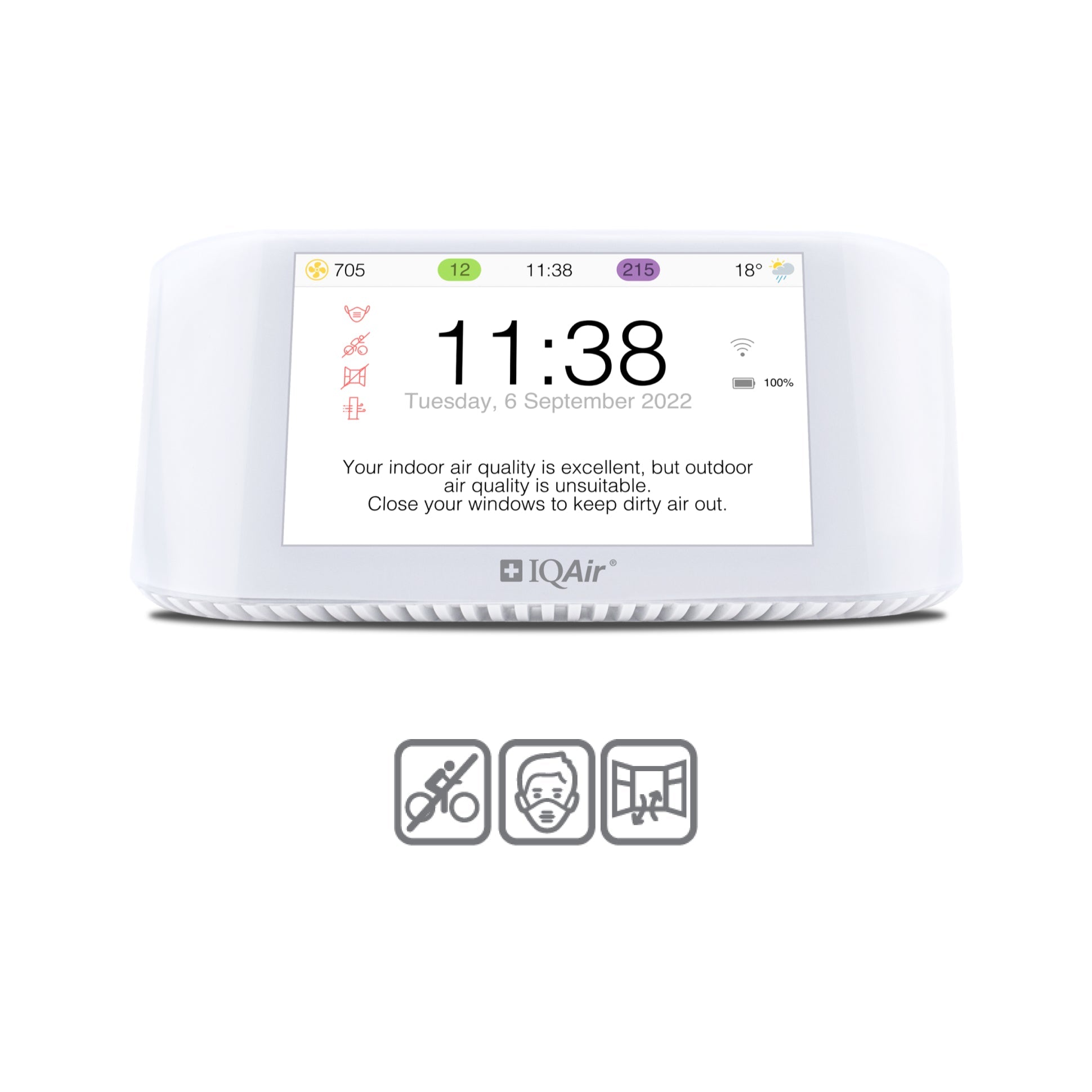 AirVisual Pro with icons beneath
