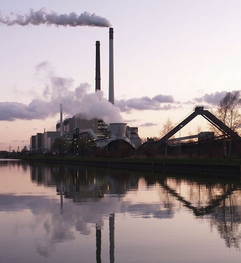 Factory billowing smoke