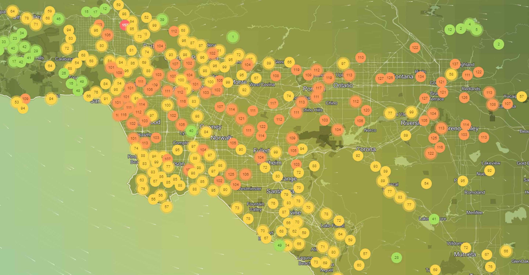 Air quality image of greater Los Angeles, California