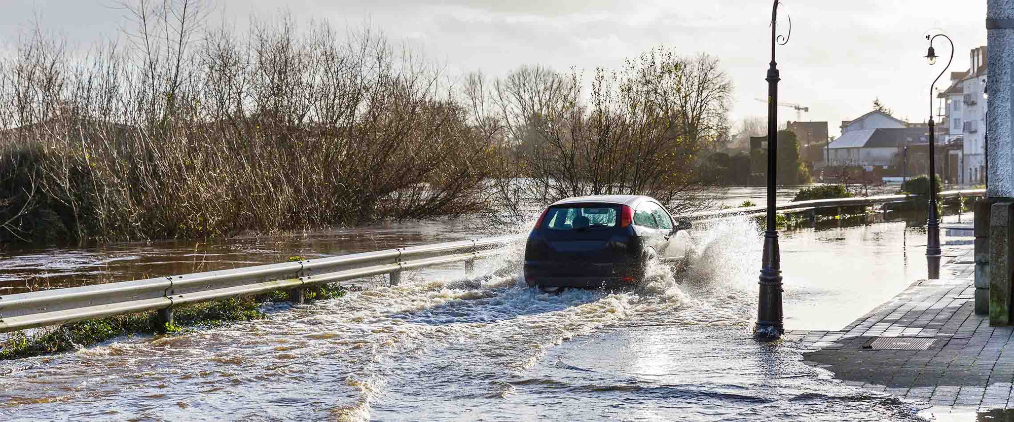 A flooded street during Storm Babet.