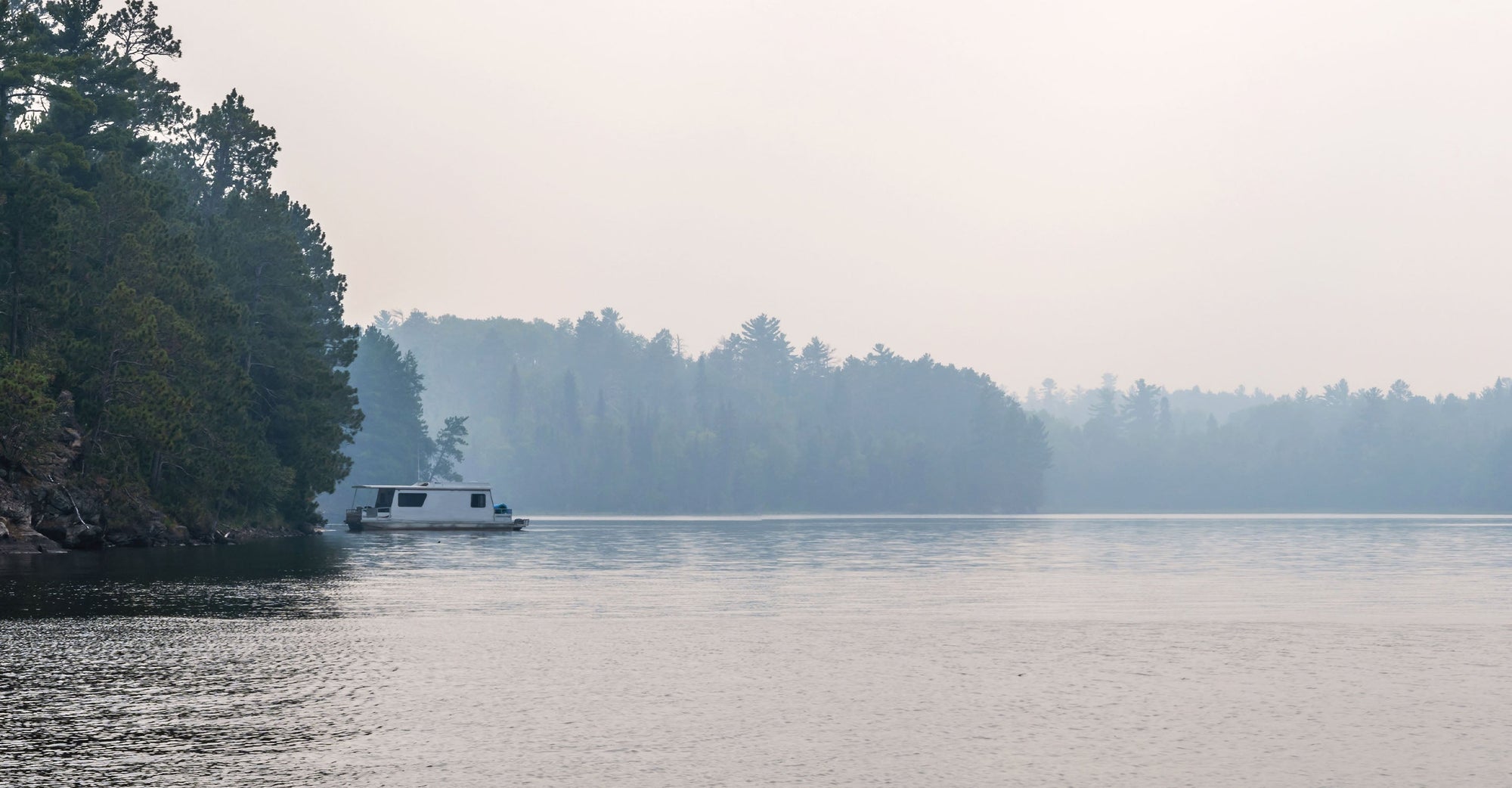 Smoke over a lake