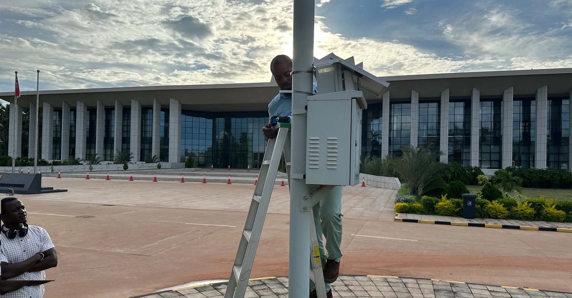 Man working on pole