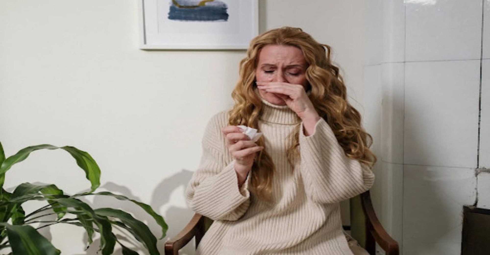 Woman suffering from flu