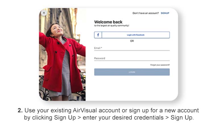AirVisual app sign in