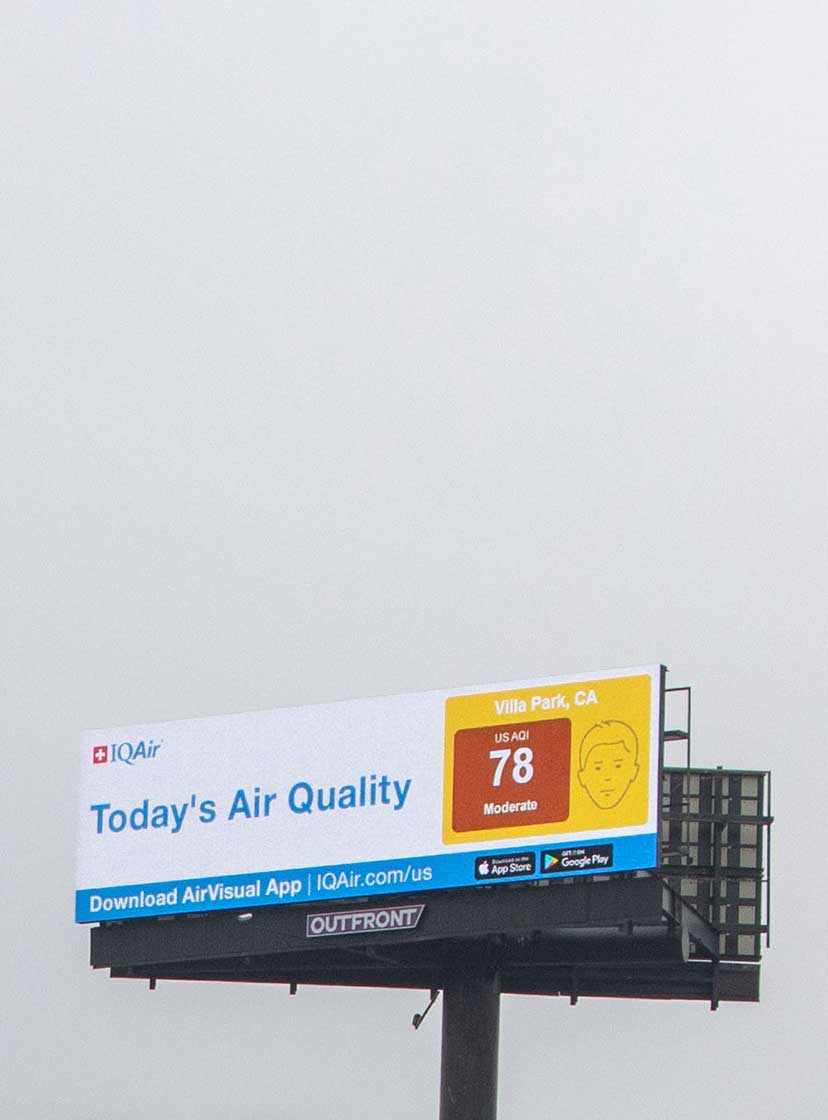 AirVisual Platform displaying on billboard